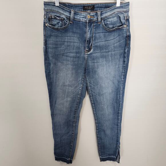 JUDY BLUE All The Things Release Hem Side Slit Skinny Jeans - Picture 3 of 6